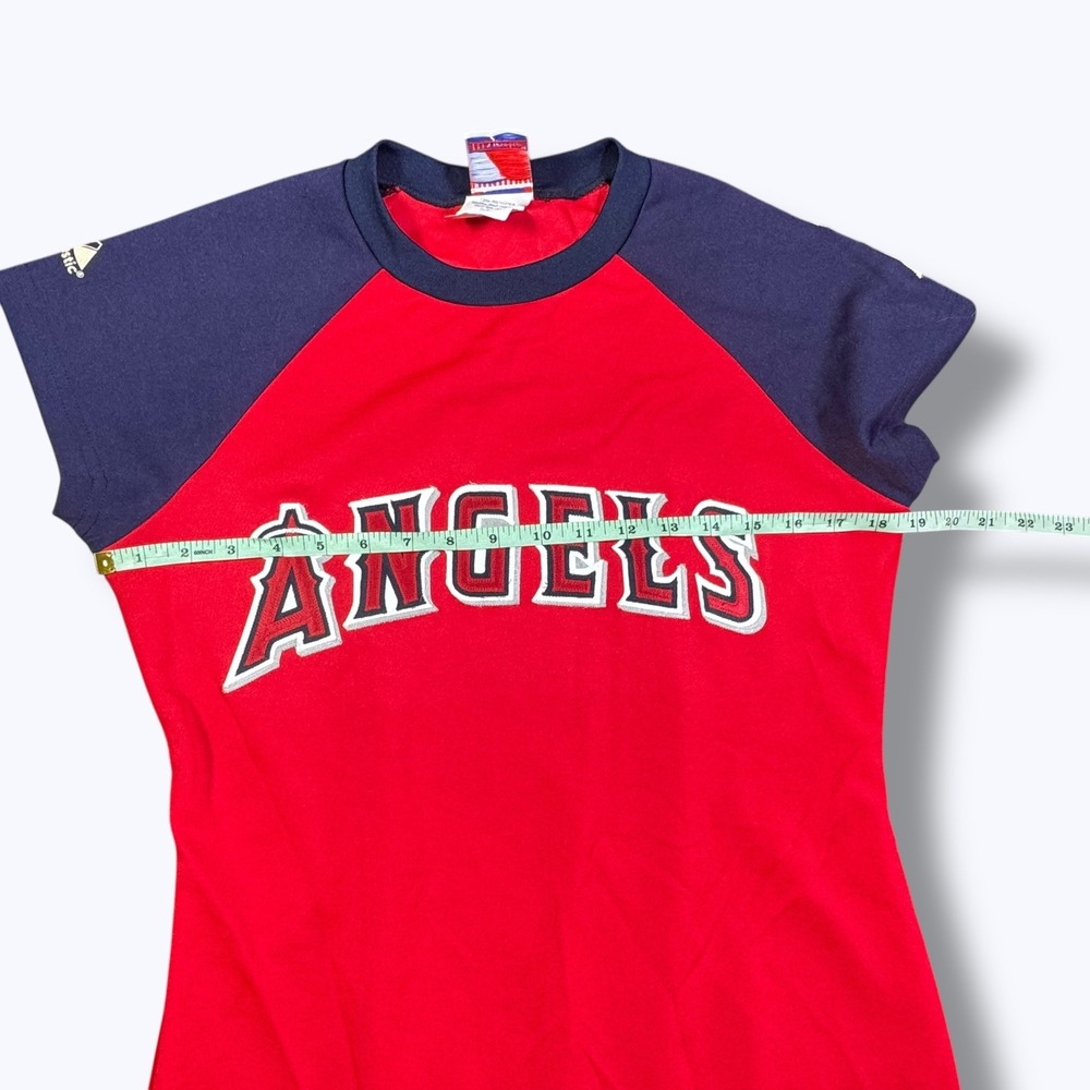 Majestic Angels Baseball Jersey Dress Red Navy Anaheim Los Angeles MLB Size M - Picture 7 of 10